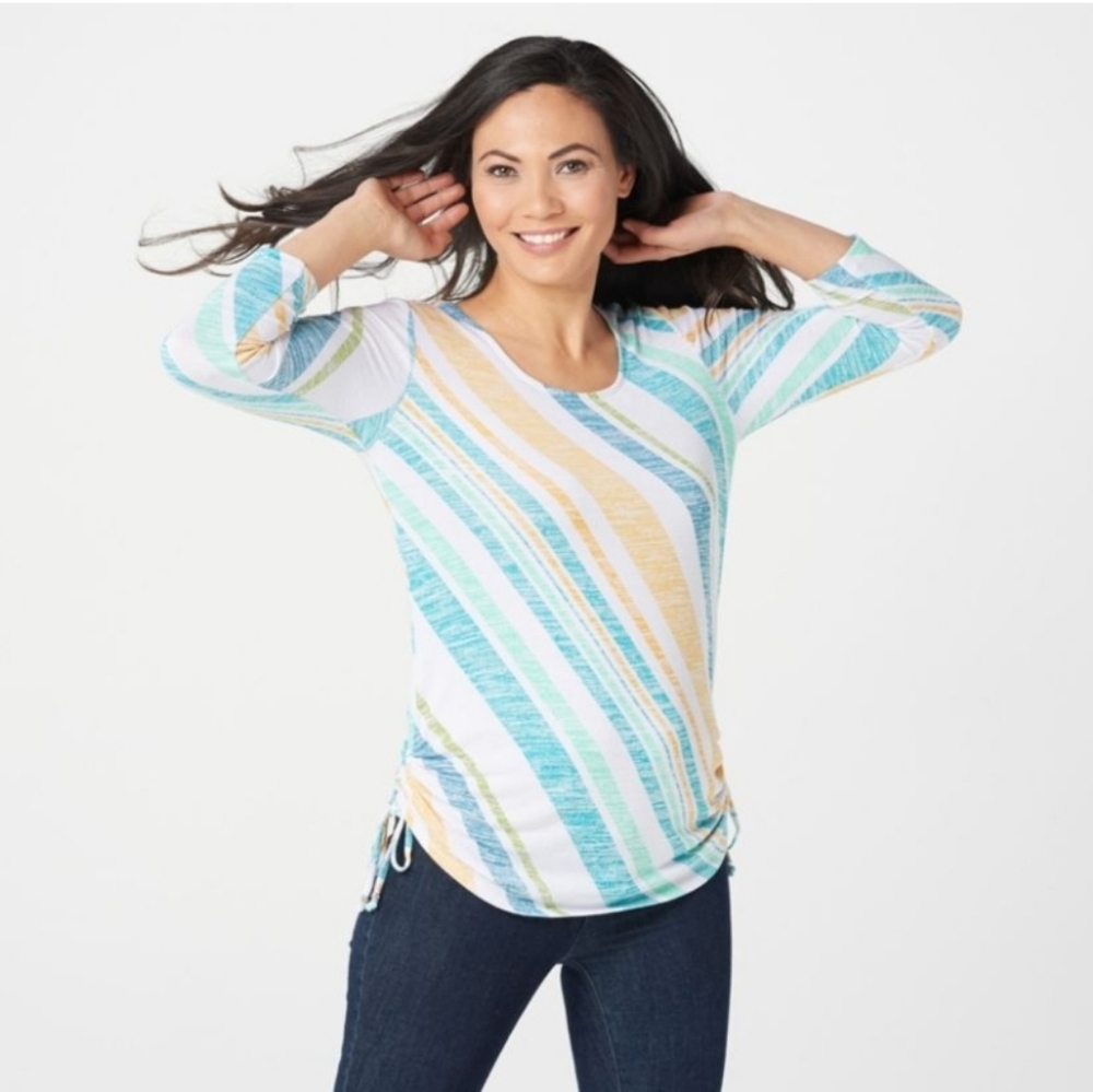 Susan Graver sweater knit top with drawstrings